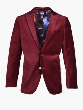 The Savile Row Company Savoy Burgundy Velvet Blazer – Men’s Size 46L